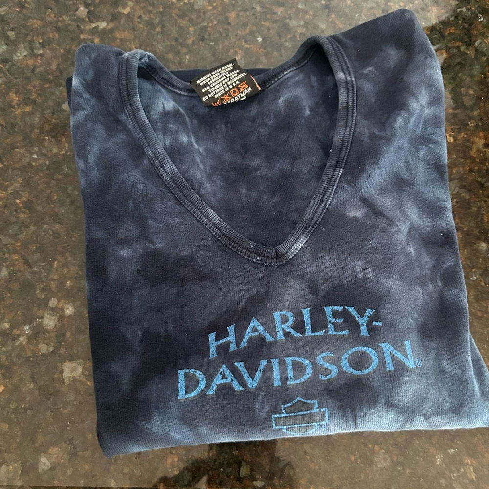 Harley-Davidson Navy Tie-Dye V-Neck Shirt